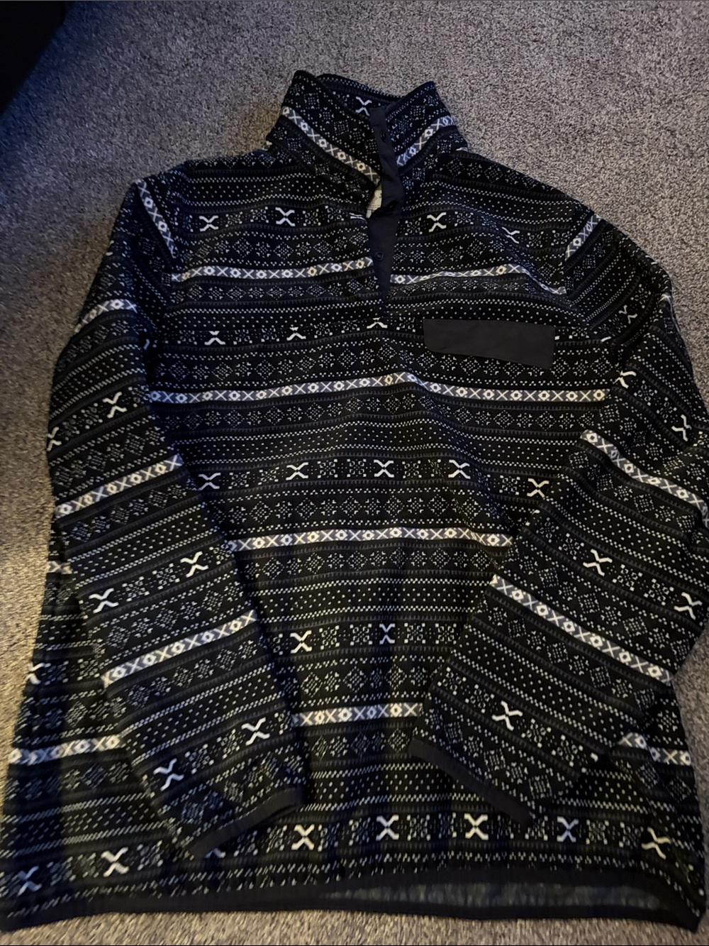 Jachs Black & White Fair Isle Mock Neck Pullover